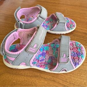 Eddie Bauer Gray and Pink Sandals with Adjustable Velcro Straps. Size Gi…